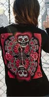 Queen of Hearts on a Black Girls Cardigan by Low Brow Art Company - artist Gabe Londis