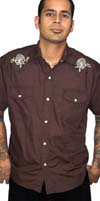 Indian Skull Short Sleeve Black Western Shirt by Steady - SALE