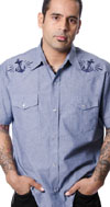 Anchor Shines Blue Short Sleeve Western Shirt by Steady