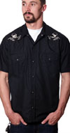 Dapper Fellow Short Sleeve Western Shirt by Steady - choose black or brown