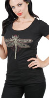 Libelula Scoop Neck Dragonfly Skele girls shirt by Steady