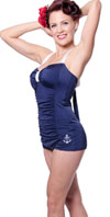 Betty Gathered Retro Bathing Suit by Steady Clothing  in Navy