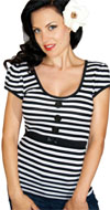 Magnolia Bow Top in black & white stripes by Steady 