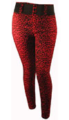 Waist Belt Cigarette Pants by Switchblade Stiletto- RED LEOPARD