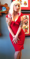 Dame Tie Polka Dot Print Dress by Switchblade Stiletto- RED