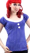 Beki Top by Sourpuss- Blue With White Dots - SALE