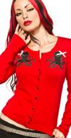 Red Sassy Octopus Cardigan by Sourpuss