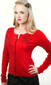 Roses on a Red Cardigan by Sourpuss - SALE