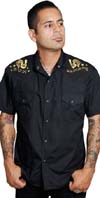 Sun Records- Embroidered Rooster Western shirt in Black by Steady Clothing