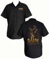 Sun Records- Roosterbilly on a black short sleeve work shirt by Steady Clothing