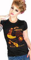 Sun Records Rooster Doodle- on a girls fitted shirt by Steady Clothing