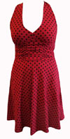 Red Marilyn Halter Dress with Black Polka Dots by Switchblade Stiletto - SALE