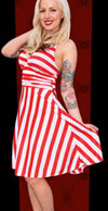 Red & White Striped Sailor Marilyn Halter Dress by Switchblade Stiletto - SALE