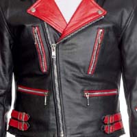 The Defector Leather Jacket in BLACK & RED by Straight To Hell