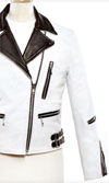 The Defector Leather Jacket in WHITE & BLACK by Straight To Hell