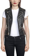 Ladys Troublemaker Leather Vest in BLACK by Straight To Hell
