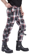 Red/Black Plaid Buckle Bondage Trousers by Dead Threads