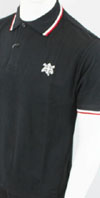 Slim Fit Twin Tipped Polo Shirt With Tartan Panel by Warrior Clothing- BLACK (Union Jack Embroidery)