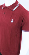 Slim Fit Polo Shirt With Tartan Panel by Warrior Clothing- MAROON (Warrior Crown Logo Embroidery)
