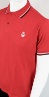 Slim Fit Polo Shirt With Tartan Panel by Warrior Clothing- RED (Warrior Crown Logo Embroidery)