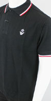 Slim Fit Twin Tipped Polo Shirt With Tartan Panel by Warrior Clothing- BLACK (Crown Embroidery)