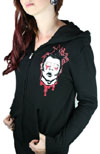 10 Pin Terror on a black zip up girls hooded sweatshirt by Too Fast Clothing - SALE