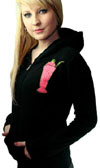 Brainshake on a black zip up girls hooded sweatshirt by Too Fast Clothing - SALE