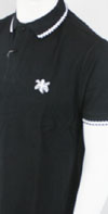 Slim Fit Polo Shirt by Warrior Clothing- BLACK ROCKSTEADY (Union Jack Embroidery)