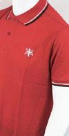 Slim Fit Polo Shirt With Tartan Panel by Warrior Clothing- RED (Union Jack Embroidery)