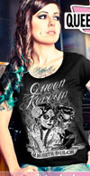 Queen Kerosin Girls V Neck Vintage Wash Shirt by Timeless Clothing- La Muerte Dulce