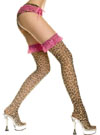 Leopard Thigh Highs With Pink Ruffle
