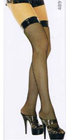 Fishnet Thigh Highs With Vinyl Tops