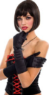 Black Satin Elbow Length Gloves