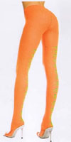 Orange Tights With Green Skull & Bones Back Seam