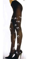 Black Tights With Skull & Bones Print