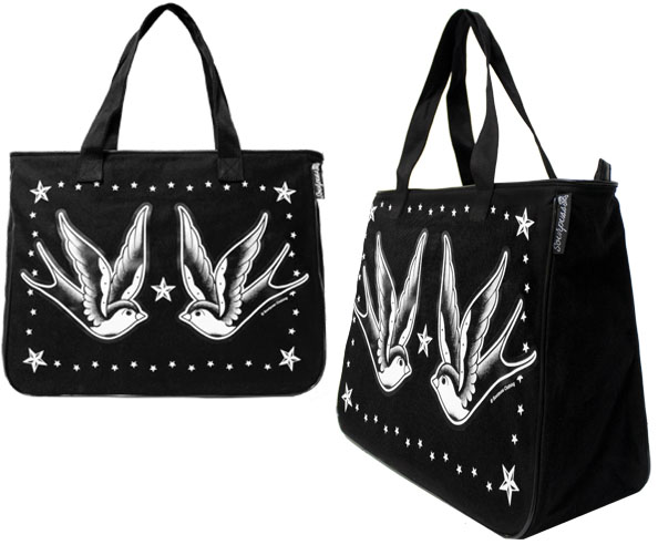 Swallows Zip Top Tote Bag by Sourpuss
