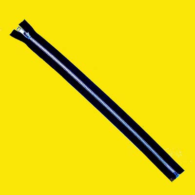 15" Zipper- Black Fabric with Silver Zipper