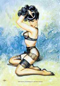 Bettie Page- Bra & Stockings Flag/Textile Poster