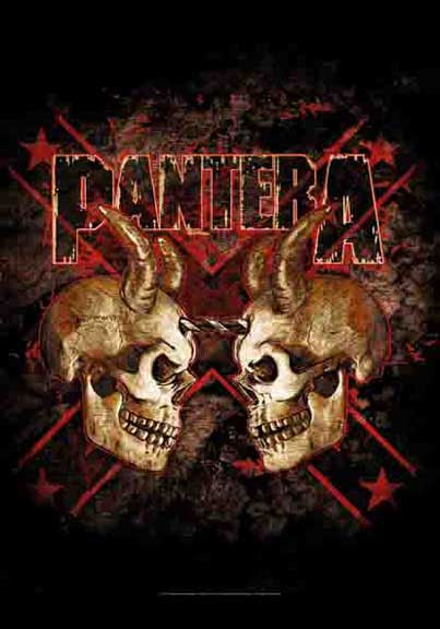 Pantera- Double Skull Flag/Textile Poster