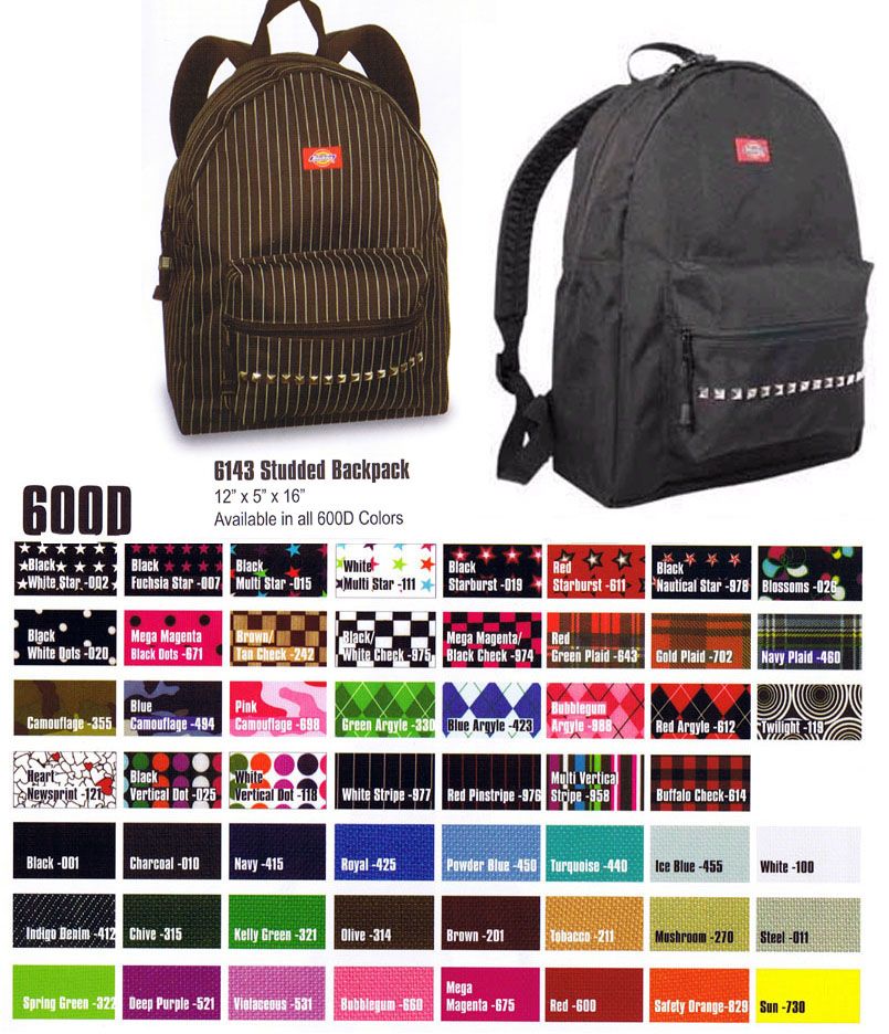 Show product details for Studded Back Pack by Dickies (style#6143) (Sale price!)