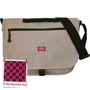 Show product details for Basic Messenger Bag by Dickies In MEGA MAGENTA/BLACK CHECKERED (style#614) (Sale price!)