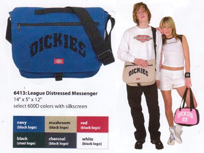 Show product details for League Distressed Messenger Bag by Dickies (style#6413) (Discontinued style! Sale price!)