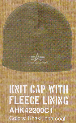 Alpha Industries- Logo on a Knit Cap With Fleece Lining