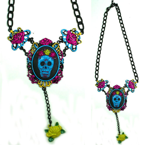 Cameo Necklace by Too Fast Clothing- Sugar Skull - SALE