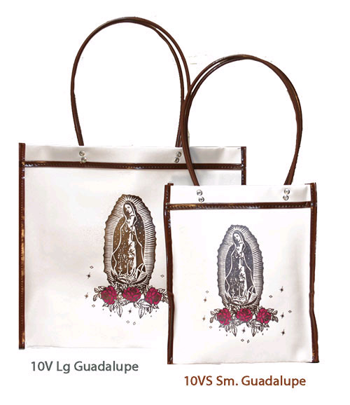 Show product details for Vinyl Market Bag by A Mano Trading- Guadelupe on White