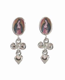 Guadalupe With Drop Down Heart (Sterling Silver Plate) by A Mano Trading Co