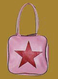 Show product details for Red Star On A Pink Vinyl Bag by A Mano Trading - SALE (9"x9")