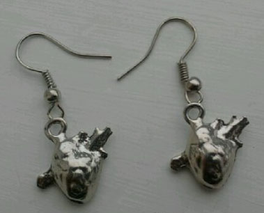 Anatomical Heart Dangling Earrings by Little Angels