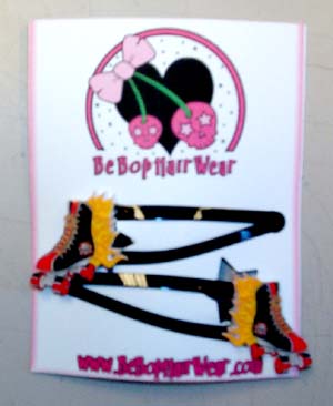 Show product details for Flaming Roller Derby Skate Barrettes by Be Bop Hair Wear (Sale price!)