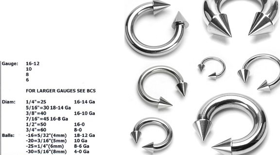 Surgical Grade Stainless Steel Circular Barbell With Steel Cone Spikes